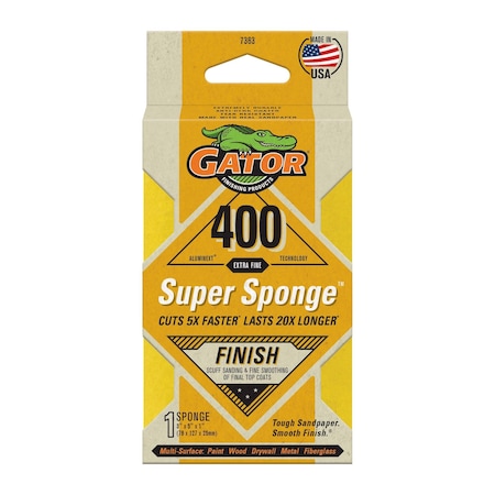 Gator Finishing AlumiNext Sandpaper Super Sponge, 400 Extra Fine Grit 7363